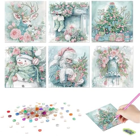 LSQFS DDGYP 6Pcs Christmas Diamond Painting Paper Cards Kit with Envelopes - Image 3