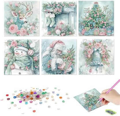 LSQFS DDGYP 6Pcs Christmas Diamond Painting Paper Cards Kit with Envelopes - Image 3