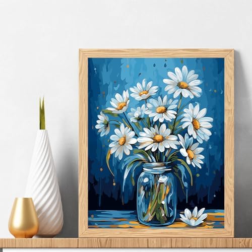 Natuyalo Paint by Numbers for Adults Beginner, Daisy in the Vase Acrylic Easy Paint by Numbers Kits Flowers Craft Kits for Adults Suitable for Home Wall Decoration Flameless 16x20 Inch - Image 2