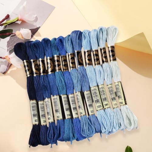 12 Skeins 105 Yards Blue Embroidery Thread for Jewelry Making - Image 3