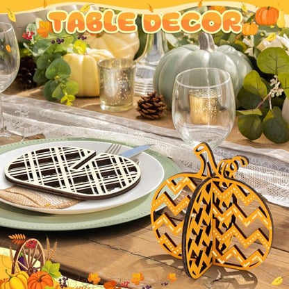 Huwena 36 Pcs Fall Craft Set 24 Wood Pumpkin Cutout for Craft,Vivid Pumpkin - Image 5