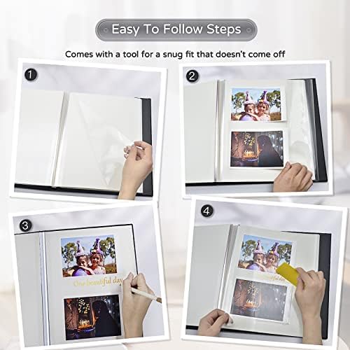Popotop Large Photo Album Self Adhesive 4x6 5x7 8x10 Scrapbook Album DIY Picture Book,Gifts for Mom,Family Baby and Wedding,with Metal Pen and Plastic Board - Image 4