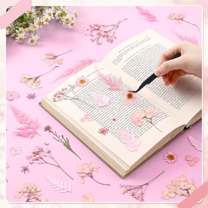 Fabbay 200 Pcs Dried Pressed Flowers Natural Leaves for Resin Nail, Pink - Image 2