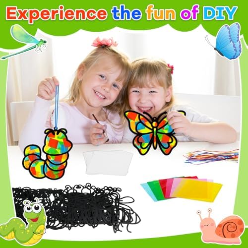 Lonfliness 32 Sets Spring Bug Suncatchers Craft Kit DIY Insect Window Stained Glass Effect Paper Butterfly Bee Home School Classroom Decoration Summer Art Creative Activity Project Gift Favor - Image 4