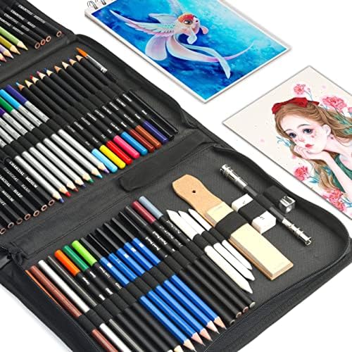 KALOUR 76 Drawing Sketching Kit Set - Pro Art Supplies with Sketchbook & Watercolor Paper - Include Tutorial,Pastel,Watercolor,Sketch,Colored,Metallic,Charcoal Pencils - for Artists Beginners Adults - Image 2