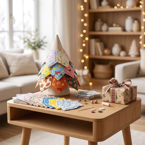 TREBIN DIY Patchwork Animal Kit, Fabric Sewing Set for Adults, Handmade Patchwork Craft Set for Decorative Gnome Halloween Christmas Ocean Animal Home Decor Project (Elk DIY Quilted Christmas Tree) - Image 4