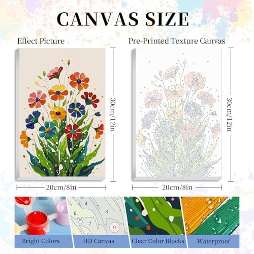 Framed Paint by Numbers Kit for Adults Beginners – Colorful Easy Flowers - Image 3