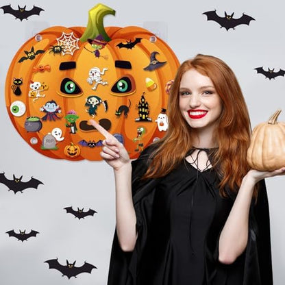 WovWeave 2.79ft DIY Felt Halloween Pumpkin Decor with 44 Pcs Ornaments - Image 5