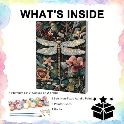 TBAIRO Framed Paint by Numbers Kit for Adults Beginner Dragonfly DIY Painting Kits for Adults Animals Easy Adult Paint by Number Kits on Canvas for Wall Art Decor 8x12 Inch - Image 3