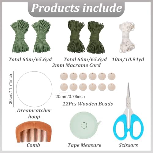 ACRNIGHEET DIY Macrame Kit for Adults Beginners Handmade Green Leaves Tree of Life DIY Boho Macrame Wall Hanging Ornaments with Macrame Supplies Macrame Wall Hanging Kit for Home Decor - Image 2
