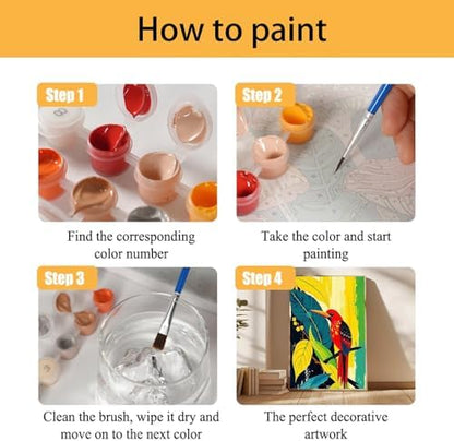 Mowana Paint by Numbers Kit for Adults Beginner – Boho Bird Framed Paint by Numbers for Adults with Easel – Easy DIY Acrylic Oil Painting Kit Canvas Wall Art Decor 8x12inch - Image 4