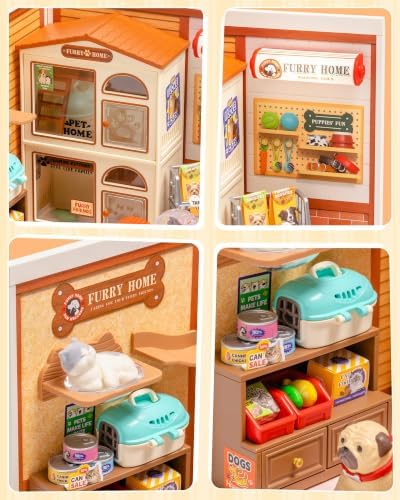 Rolife Super Creator Furry Friends' Home DIY Miniature House Kit, Snap-Fit Plastic 3D Puzzle No Glue Needed, Stackable Pet Store Room Decor Gift for Adults & Teens, 89 PCS - Image 6
