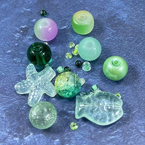 Assorted Glass Resin Beads Multi Size Colors Smooth Cracked Gravel Millet Spacer Beads for Bracelets Necklace Earring DIY Jewelry Making Craft(Xizi Green Series) - Image 3