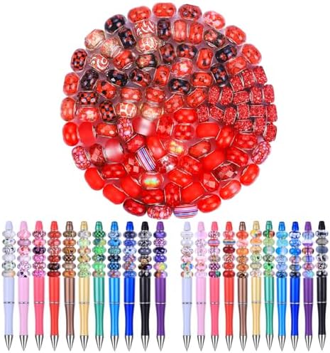 Aipridy Large Hole European Beads, Craft Supplies Kit，Assorted Mixed Color Lampwork Spacer Beads for DIY Bracelet Jewelry Making (100, Red) by AIPRIDY
