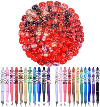 Aipridy Large Hole European Beads, Craft Supplies Kit，Assorted Mixed Color Lampwork Spacer Beads for DIY Bracelet Jewelry Making (100, Red) by AIPRIDY