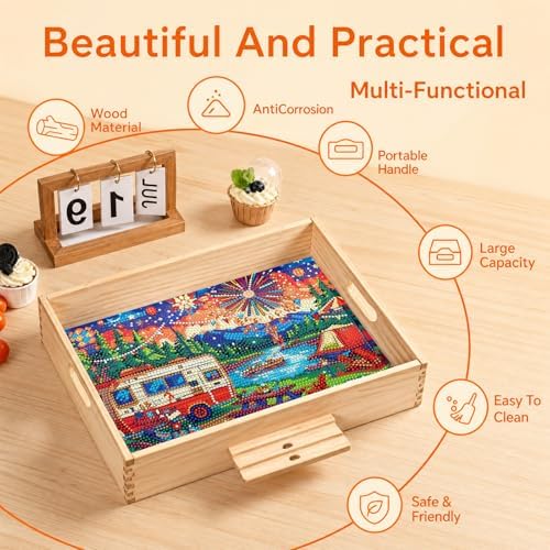DOTSOS Diamond Painting Kits for Adults Wooden Serving Trays with Handles - Image 4