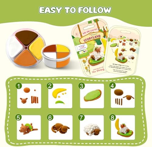 Air Dry Clay Kit for Kids Clay Craft Kits Tale Theme Story Figures 12Box Modeling Clay Set w/Tool&Tutorials,Ultra Soft Non-Sticky Bulk Craft Supplies for Classroom,Birthday,Party,Back to School Gifts - Image 6
