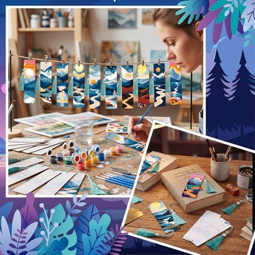 Kosiz 24 Pcs Mountain Paint by Number Kit for Adult Wood Bookmark - Image 6