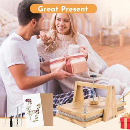 NIUGRECF 1Set Large Wooden Flower Press Kit - Even Pressure Flowers Pressed DIY Arts Set for Making Dried Flower/Plant（11in*7in） - Image 7