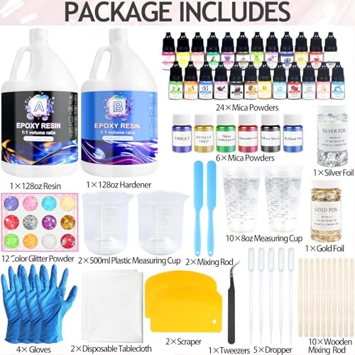 Pmbqifay Epoxy Resin 2 Gallon Kit, Clear Resin Epoxy, Resin Kit - High-Gloss,No Bubbles, Not Yellowing, Self-Leveling Art Resin Casting Resin for DIY Art,Crafts,Jewelry,Table Top,Wood & Resin Molds - Image 2