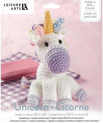 LEISURE ARTS Little Crochet Friend Animals Crochet Kit, Unicorn, 8", Complete Kit, Learn to Animal Starter Kit for All Ages, Includes Instructions, DIY Amigurumi Kits - Image 4