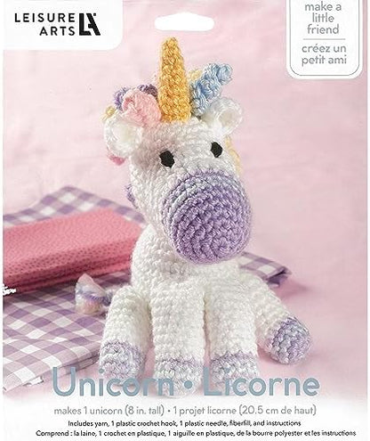 LEISURE ARTS Little Crochet Friend Animals Crochet Kit, Unicorn, 8", Complete Kit, Learn to Animal Starter Kit for All Ages, Includes Instructions, DIY Amigurumi Kits - Image 4