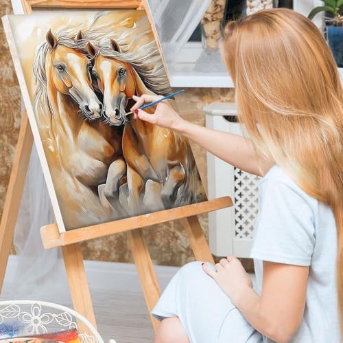 Bowetile Framed Paint by Numbers Horse for Adults Beginners, Adults' Paint-by-Number Horse Kits, Easy Adult Paint by Number Kits on Canvas, Acrylic Animals Number Painting for Home Decor, 8x12in - Image 2