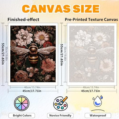 CRZMODE Bee Paint by Numbers Kit for Adults, Bee Paint by Numbers for Adults, Acrylic Painting Crafts for Home Decor Gift (16x20inch) - Image 4