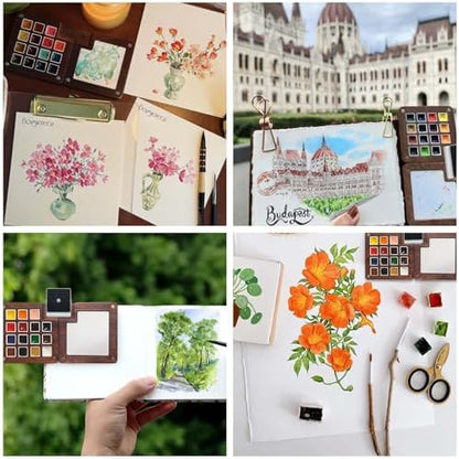 Travel Watercolor Paint Set - Pocket 15-Color Mini Kit with Sketch Pad - Image 6