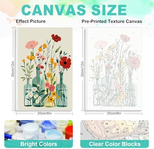 Framed Paint by Numbers Kit for Adults, Easy Wildflowers, 8 x 12 Inch - Image 3