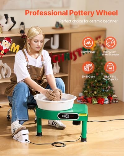VEVOR Pottery Wheel, 10IN LCD Touch Screen Pottery Wheel Forming Machine, 350W Electric DIY Clay Sculpting Tools with Foot Pedal, Detachable ABS Basin for Adults and Beginners Art Craft - Image 2