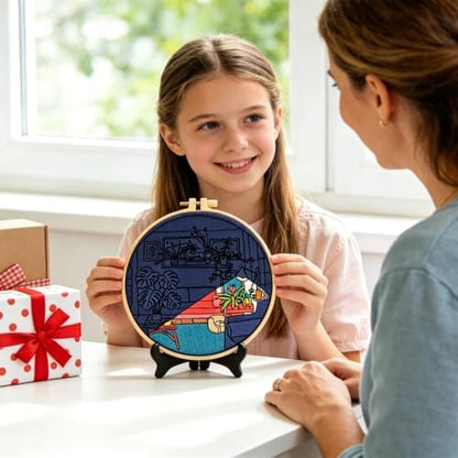 Crafmanoe Plants Embroidery Kits for Beginners Adults, Home Hand Embroidery Starter Kit, Stamped Cross Stitch Kits Needlepoint Kits for Beginners Adult, Embroidery Hoop, Thread, Fabric, Video Tutorial - Image 5