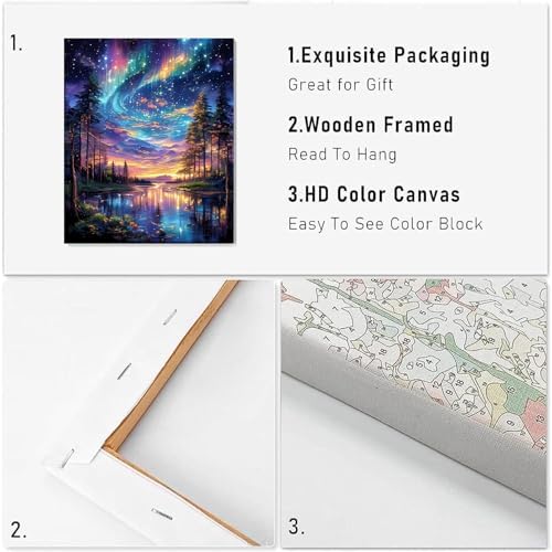 VIGEGU Aurora Paint by Numbers Kit for Adults with Framed 10x12in - Image 4
