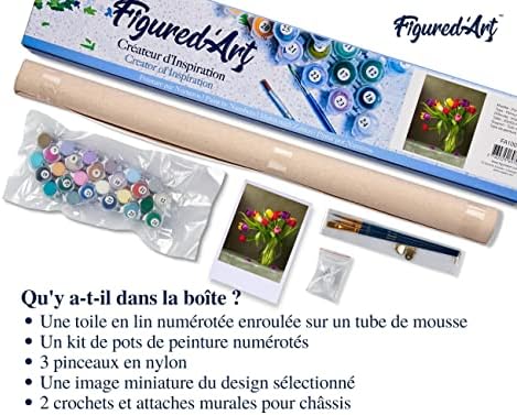 Figured'Art Paint by Numbers for Adults Multicolored Flowers 16"x20" - Craft Art Painting DIY Kit Rolled Canvas Without Frame - Image 5