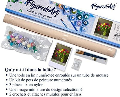 Figured'Art Paint by Numbers for Adults Multicolored Flowers 16"x20" - Craft Art Painting DIY Kit Rolled Canvas Without Frame - Image 5