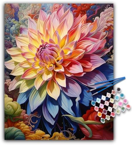 Paint by Numbers Kit for Adults, Flowers DIY Acrylic Canvas Painting Set by Offito