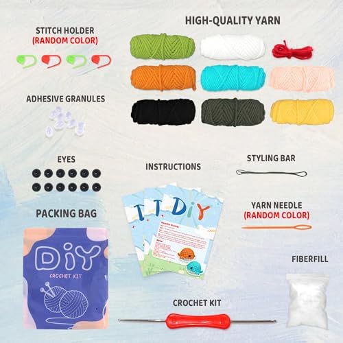 YAMAXIN Crochet Set for Beginners, for Complete Adults, Animal Crochet Hook Set for Beginners, Crochet Knitting Set with Video (8pcs Jellyfish, Chicks, Frogs, Penguins, Whales,Bees) - Image 2