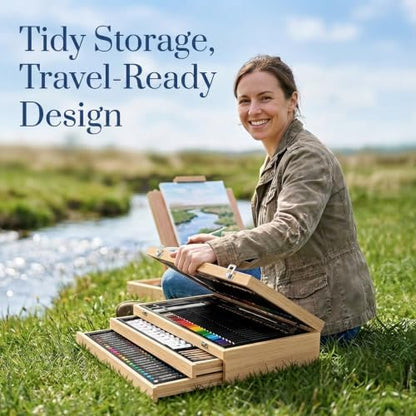 194 Piece Deluxe Art Set, Painting Drawing Art Supplies with 4 Drawing Pads, Acrylic Paints, Crayons, Colored Pencils Set in Wooden Case, Art Kit Gift Box for Kids, Teens, Adults, Artists, Beginners - Image 7
