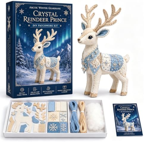 Arctic Winter Guardians DIY Patchwork Kit, Handmade 3D Mythical Plush Sewing Set with Pre-Cut Materials, Felt Animal Sewing Kit for Beginners, an Excellent Choice for Home Décor(Deer) by Unknown