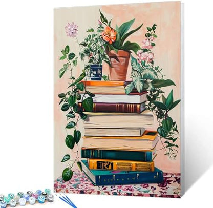 Bohemia Style Paint by Numbers Kits for Adult Paint by Numbers Leaf Acrylic Paint by Numbers Kits on Canvas Painting Kits vase Drawing with Brushes Decor Decorations Gifts DIY Framed 16x20 Inch by Aihonmin