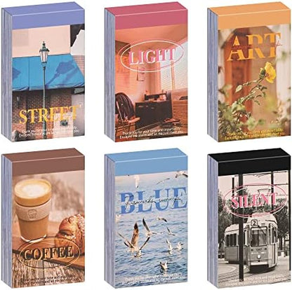 6 Sets 300 Pcs Washi Stickers Book for Journaling, Daily Scenery Life Stuff Travel Sricker Vintage Aesthetic Fashion Scrapbook Stickers Set for Bullet Journal Art Diary Craft Gifts Planner Notebook by emmoolife