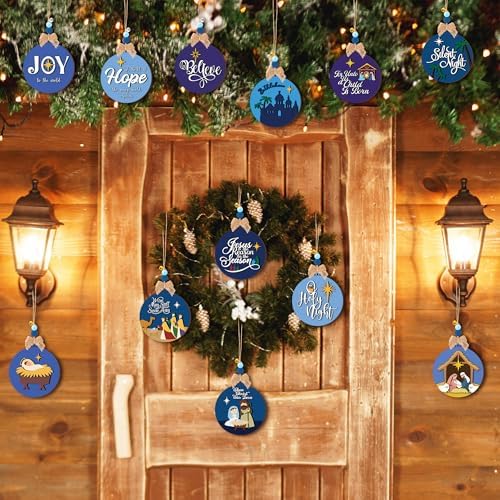 WATINC DIY 3D Christmas Ornaments Kit to Paint - 12 Styles Unfinished Wooden Hanging Decor with Raised Designs, Includes Paint Pens, Bells, Bows & Beads, Xmas Tree Crafts for Kids & Adults(Nativity) - Image 5