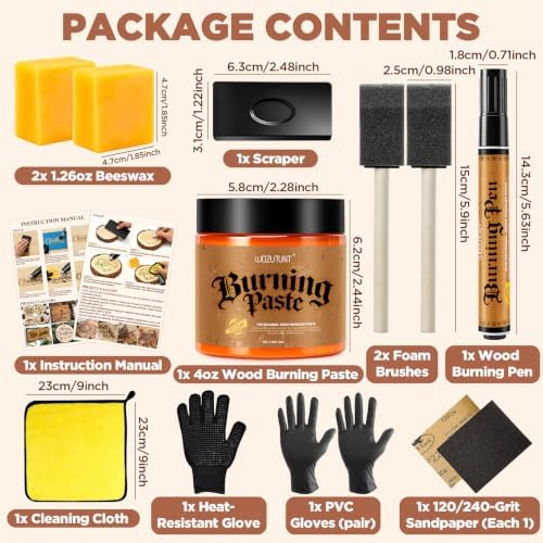 13PCS Wood Burning Paste Kit, 4OZ Wood Burning Gel with Single Sided Wood Burning Pen Marker for Easy Application & Beautiful Engravings, Ideal DIY Craft Kit for Beginners and Handmade Enthusiasts - Image 2