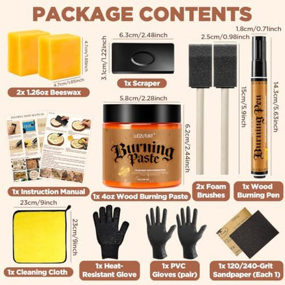 13PCS Wood Burning Paste Kit, 4OZ Wood Burning Gel with Single Sided Wood Burning Pen Marker for Easy Application & Beautiful Engravings, Ideal DIY Craft Kit for Beginners and Handmade Enthusiasts - Image 2