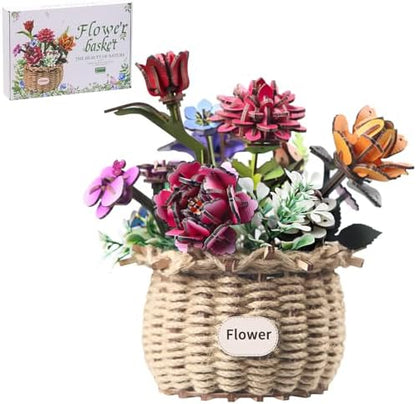 Insgen Ever-Blooming Wooden Bouquet Building Set, 3D Wooden Flower Kit by INSGEN