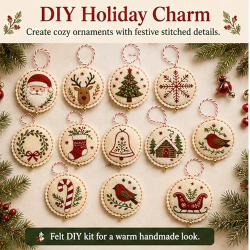 DIY Felt Christmas Ornament Kit - Create Handmade Holiday Decorations - Image 2