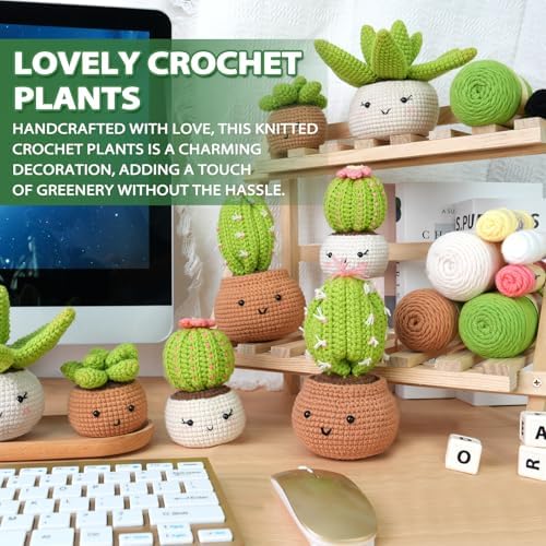 Crochet Kit for Beginners - Crochet Starter Kit with Step-by-Step Video Tutorials, Learn to Crochet Kits for Adults, DIY Knitting Supplies, 4 Pack Plants(40%+ Yarn) - Image 3