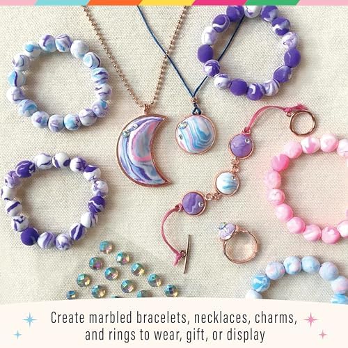 Bright Stripes Wish*Craft Marbled Moon DIY Jewelry Kit for Kids, Ages 8+ - Image 2
