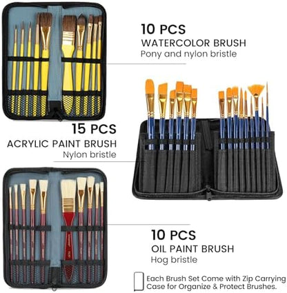 196Pcs Deluxe Artist Painting Set with French Easel, 48 Colors Acrylic & Oil Paints, 24 Colors Watercolor Paints, Art Paint Supplies for Artists, Beginner & Adults - Image 4