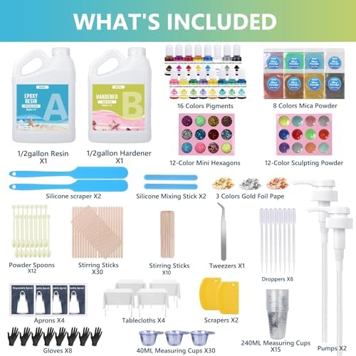 OcePor Epoxy Resin 1 Gallon，Clear Epoxy Resin Kit with 16 Pigments - Image 2